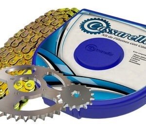 KIT CAJA CADENA- GN 125 4 HUECOS CADENA DORADA